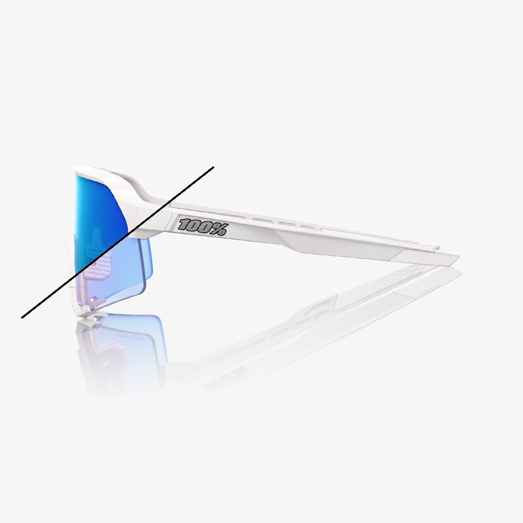 100% S3 / Bastille LE Pearl White Glitter - Blue Mirror Photochromic Lens side