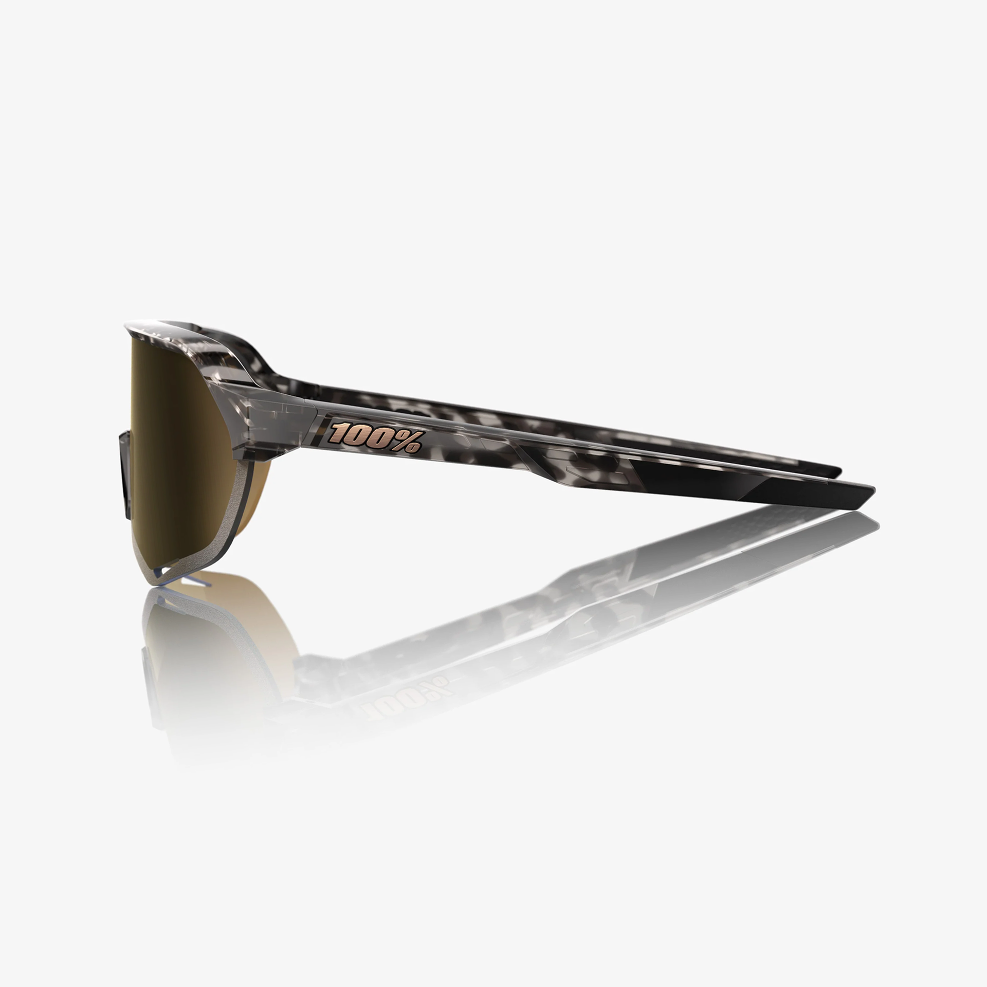 100% S2 / Gloss Black Havana Soft Gold Mirror side