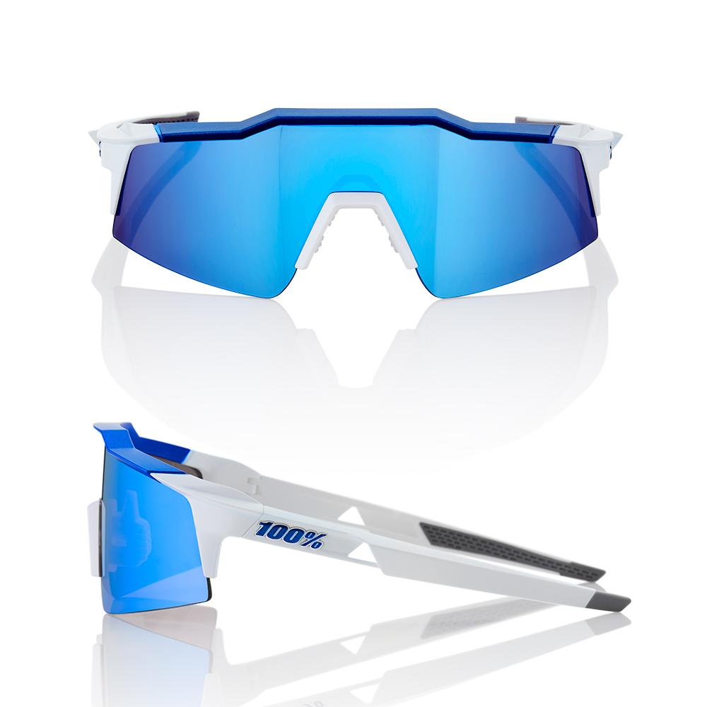 100% Speedcraft SL / Matte White - Metallic Blue HiPER Blue Multilayer Mirror kombi