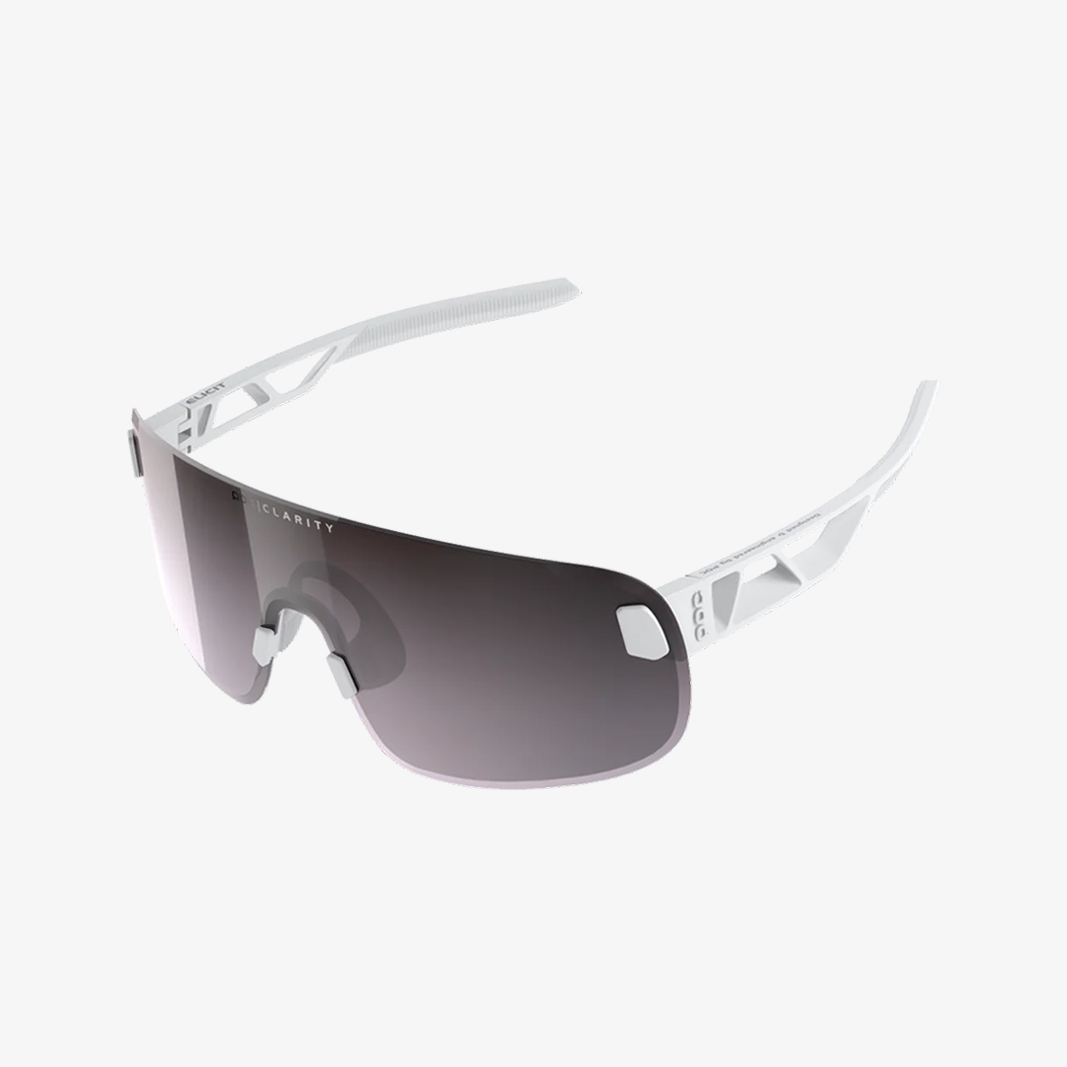 POC Elicit Hydrogen White / Clarity Violet Silver Mirror 45° Ansicht