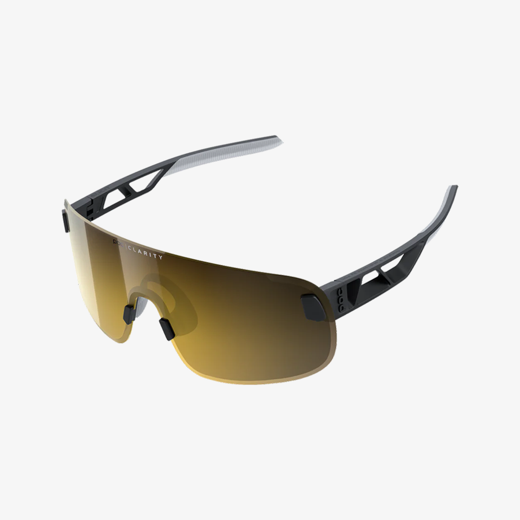 POC Elicit Uranium Black / Clarity Road Gold Mirror / Cat.2 45° Ansicht