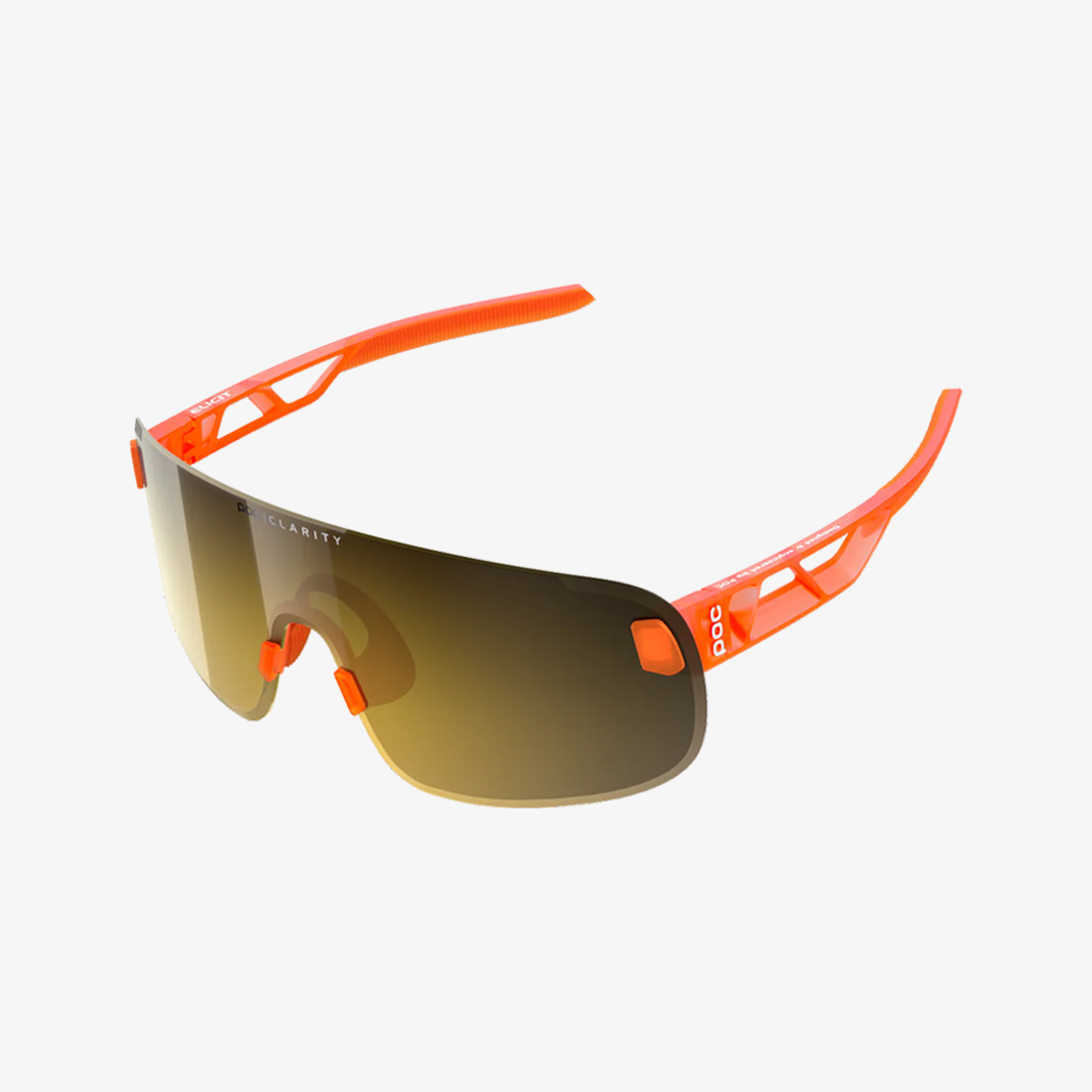 POC Elicit Fluorescent Orange Translucent / Clarity Road Gold Mirror / Cat.2 45° Ansicht