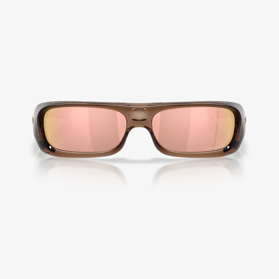 Oakley Permian / Brown Smoke - Prizm Rosé Gold face