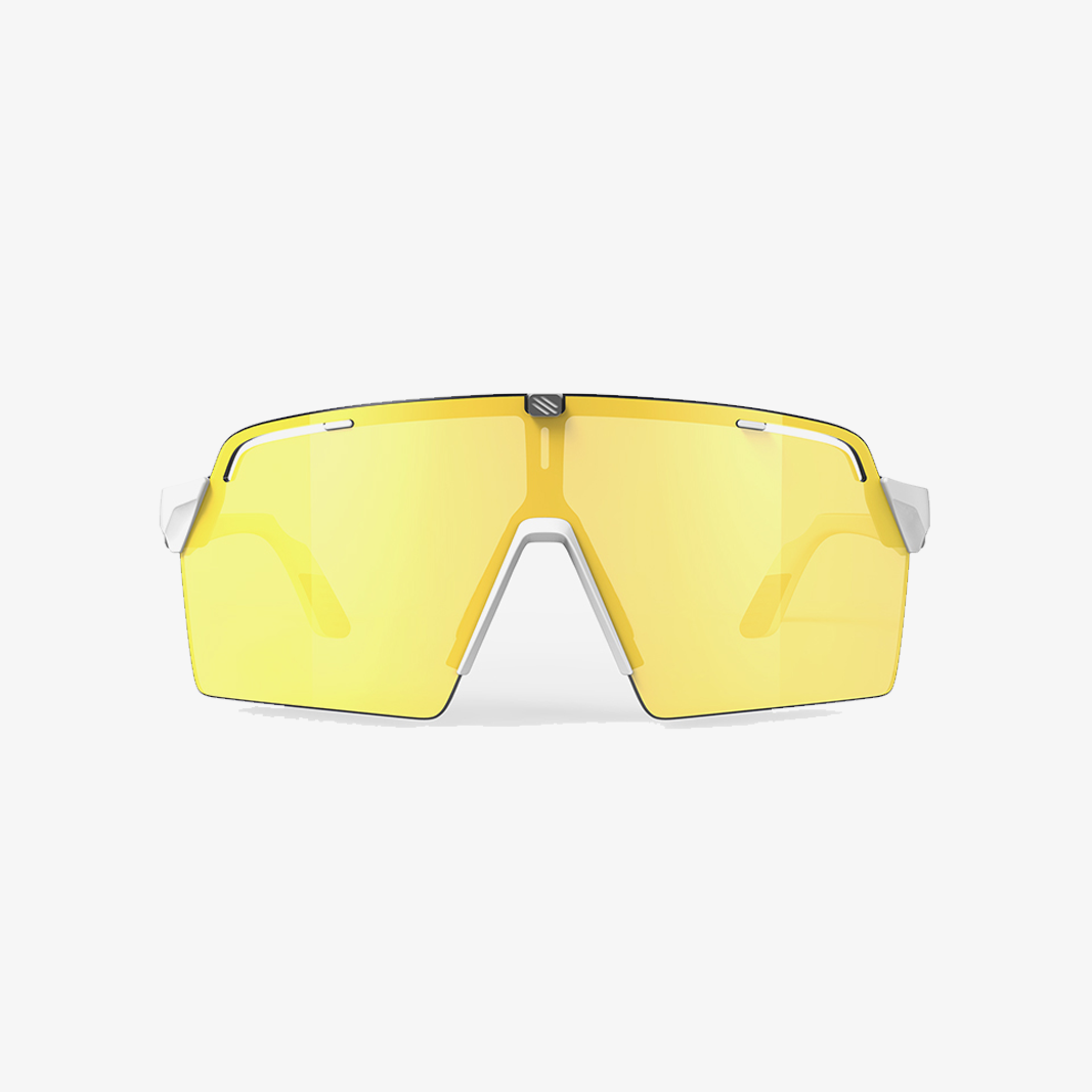Rudy Project Spinshield Pro / White Matt - Multilaser Yellow Frontansicht